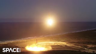 SpaceX Falcon Heavy boosters land in awesome drone view  launch timelapse [upl. by Jackqueline]