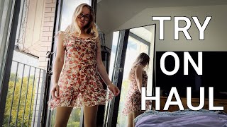 4K🍿 Transparent try on HAUL DRESS or SKIRT [upl. by Nuahsal]