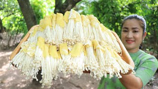 Enoki Mushroom Recipe  Crispy Enoki Mushroom Recipe  Cooking With Sreypov [upl. by Lrak789]