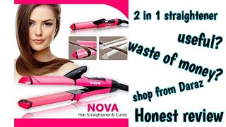 Nova 2 in 1 hair straightener and curler honest review  Daraz shopping review [upl. by Eintrok]