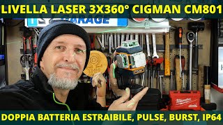 Livella Laser 3x360 Cigman CM801 Autolivellante Livella a 12 linee Livella 3d [upl. by Radnaskela773]