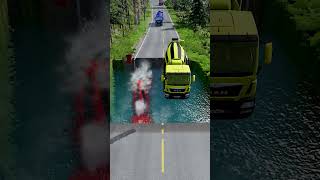 Mixer trucks vs water pit 9  BeamNG drive beamngdrive carsvsstairs carsvsmassivepotholes [upl. by Ibob]