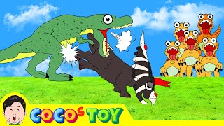 Raptors learn how Trex fights 2ㅣdinosaur cartoons for childrenㅣCoCosToy [upl. by Sunday]