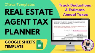 Tax Planner for Real Estate Agents  Real Estate Tax Planning  Google Sheets Templates [upl. by Koser457]