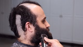 ASMR Barber  DRAMATIC BALD HEAD and BEARD SHAVE TRANSFORMATION [upl. by Aubert714]