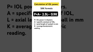 IOL Power calculation Formula Optometry calculation [upl. by Berta]