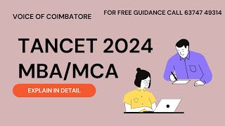 TANCET 2024 MBAMCA ENTRANCE EXAM DETAILS IN TAMIL  EXAM PATTERN DATE ELIGIBILITY mba tancet2024 [upl. by Premer388]