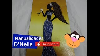 Cuadro Africana Pintado con Yute quotTaller Nella 2019quot [upl. by Hanas]