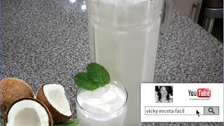 HORCHATA DE COCO  AGUA DE COCO  Vicky Receta Facil [upl. by Atilef]