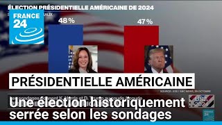 Présidentielle américaine  une élection historiquement serrée selon les sondages • FRANCE 24 [upl. by Nylirem198]