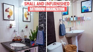 Small and Unfurnished Bathroom Organization Ideas  Renterfriendly Bathroom Organization [upl. by Hales]