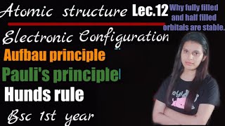 Lec12 electronic configurationaufbau principle hunds rulehalf nd fully filled orbital stability [upl. by Lesnah]