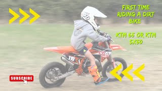 7 YEAR OLD FIRST TIME RIDING A DIRT BIKE  KTM 65 or KTM SX50 [upl. by Pitchford]