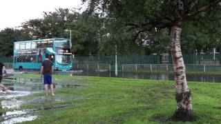 Floods outside Astley High School Seaton Delaval Northumberland England UK 62012 [upl. by Akiehsat223]