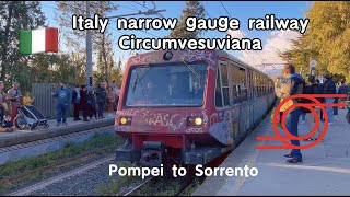 Circumvesuviana train from Pompeii to Sorrento  Italy Naples narrow gauge railway  cab ride [upl. by Aicinad671]