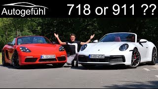 Porsche 718 or 911  The comparison New Porsche 911 4S Cabriolet vs 718 Boxster T [upl. by Holbrook]