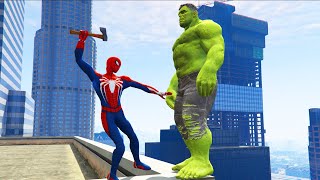 GTA 5 Spiderman vs Hulk Jumping Off Highest Buildings Fails amp Ragdolls [upl. by Nabetse]