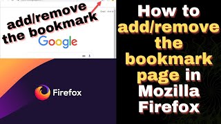 How to addremove the bookmark page in Mozilla Firefox technology mozillafirefox [upl. by Wenn]