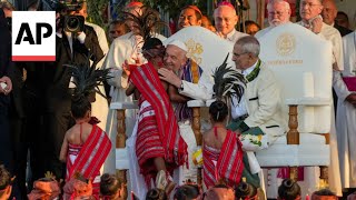 Pope Francis gets rousing welcome as he arrives in East Timor [upl. by Forkey]