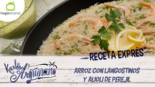 Receta Exprés Arroz con langostinos y alioli de perejil [upl. by Bonni805]