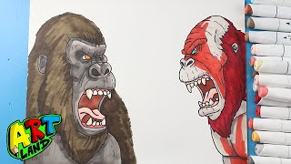 How to Draw Kong vs Skar King Face Off  Godzilla x Kong [upl. by Inram]