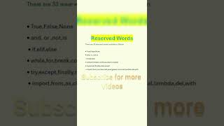 Reserved Words in Python  python shorts shortsfeed programming codeing code viralshorts [upl. by Nylecoj574]