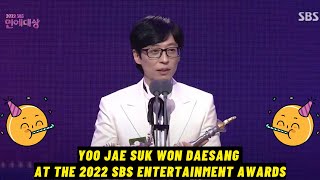 Yoo Jae Suk won Daesang at the 2022 SBS Entertainment Awards [upl. by Ahsiemal948]