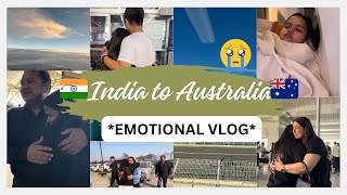 🇮🇳INDIA TO AUSTRALIA🇦🇺 Travel vlog  Emotional day  Bye India  gayatrigahlyan28 [upl. by Etnovert621]