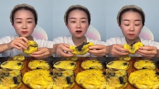 Mukbang ASMR show sweet cake fried noodles roasted pork with rice★ Eating [upl. by Eiznikam]