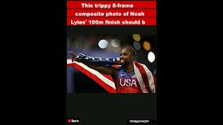 This trippy 8frame composite photo of Noah Lyles 100m finish should be hung in the LouvreShorts [upl. by Annaihr]