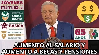 OFICIAL AMLO Aumenta el Salario y Aumentan las Becas y las Pensiones 2024 [upl. by Elli]