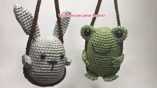 Sapo y conejo colgantes Para el carro  Patrón fácil de tejer 🧶 [upl. by Ystap137]