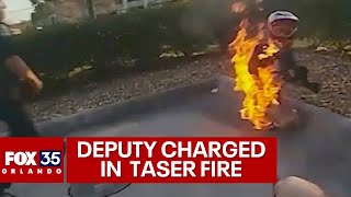 Florida deputy who Tased suspect near gas pump igniting both to face charge [upl. by Koziarz]