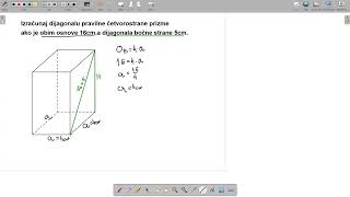 8987PrizmaDijagonala prizmePravilna četvorostrana prizmaZadatak 27 [upl. by Beacham]
