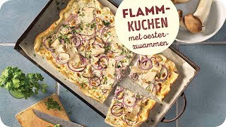 Flammkuchen met Oesterzwammen  Kant en klaar Flammkuchendeeg [upl. by Etnuad]