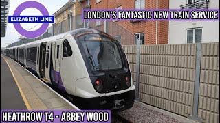 Riding Londons FANTASTIC Elizabeth Line  Heathrow Terminal 4 to Abbey Wood [upl. by Mellins]