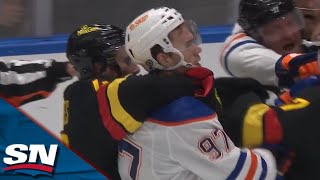 Tempers Flare Between Oilers amp Canucks As Connor McDavid Leon Draisaitl Receive Penalties [upl. by Hsirap]