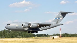 Boeing C17A Globemaster III SAC02 arrival amp Full Reverse Taxi and Takeoff at Kecskemet AirBase [upl. by Dreda]