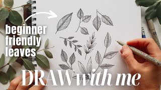 How to Draw Leaves ❃ Easy Beginner Friendly Drawing Tutorial ❃ Leaf Drawing Basics [upl. by Hennessey]