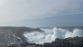 Atlantic Ocean big waves near Los Charcones of Playa Blanca Lanzarote Canary Islands Spain [upl. by Ennylyak5]