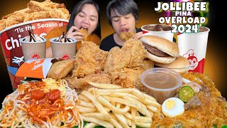 JOLLIBEE PINA OVERLOAD 2024 MUKBANG  SPAGHETTI CHICKENJOY BURGER PALABOK FRIES PEACH MANGO PIE [upl. by Hands]