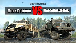 Snowrunner Mods Mercedes Zetros VS Mack Defence M917A3 [upl. by Alag]