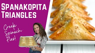 EASY SPANAKOPITA TRIANGLES MINI GREEK SPINACH PIES [upl. by Hendon796]