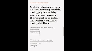 Multilevel metaanalysis of whether fostering creativity during physical activity in  RTCLTV [upl. by Kulseth]