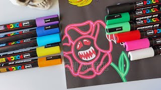 Halloweeen Art with NEON effect with POSCA markers tealbagel [upl. by Alue]