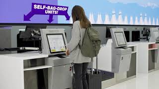 How to Use the New SelfBag Drop Kiosks at the United and Southwest Checkin Areas [upl. by Fermin]