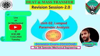 Revision Session02  Unit02 Lumped Parameter Analysis  HMT  5th sem Mechanical Engg [upl. by Sonya]