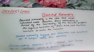 Bounded Rationality by Herbert Simon Decision making model part 2 For commerce [upl. by Darlleen441]