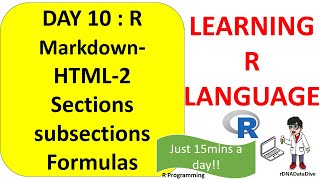 Learning R  Day 10  R markdownHTML 2  how to include Formulas  Sections  subsections [upl. by Betsey722]