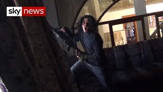 Boy films frenzied Islamic State fighters in Mosul [upl. by Olnek]